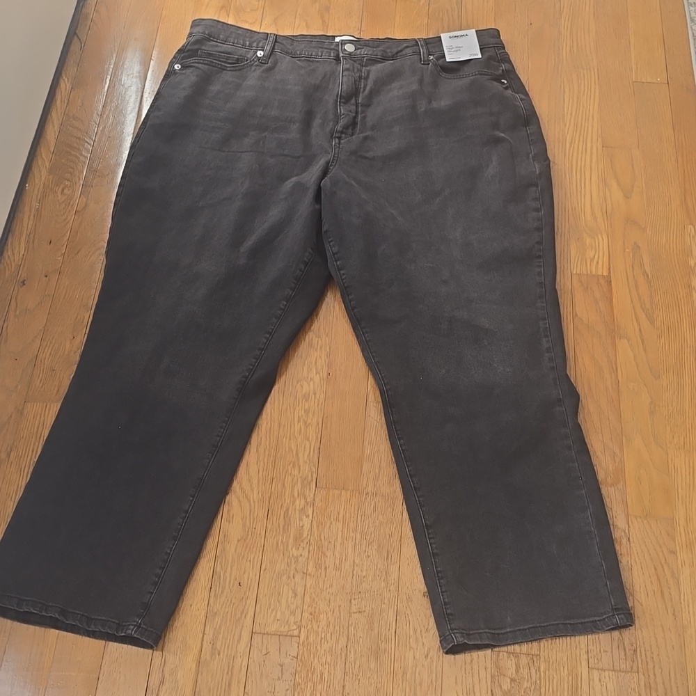 SONOMA BRAND WOMEN'S PLUS SIZE BLACK HIGH-RISE STRAIGHT STRETCH JEANS SIZE 20W